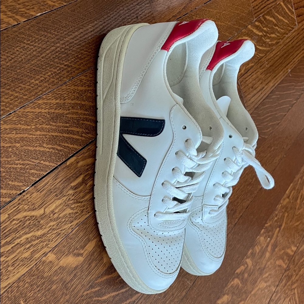 Veja White Sneakers with Red and Black Details